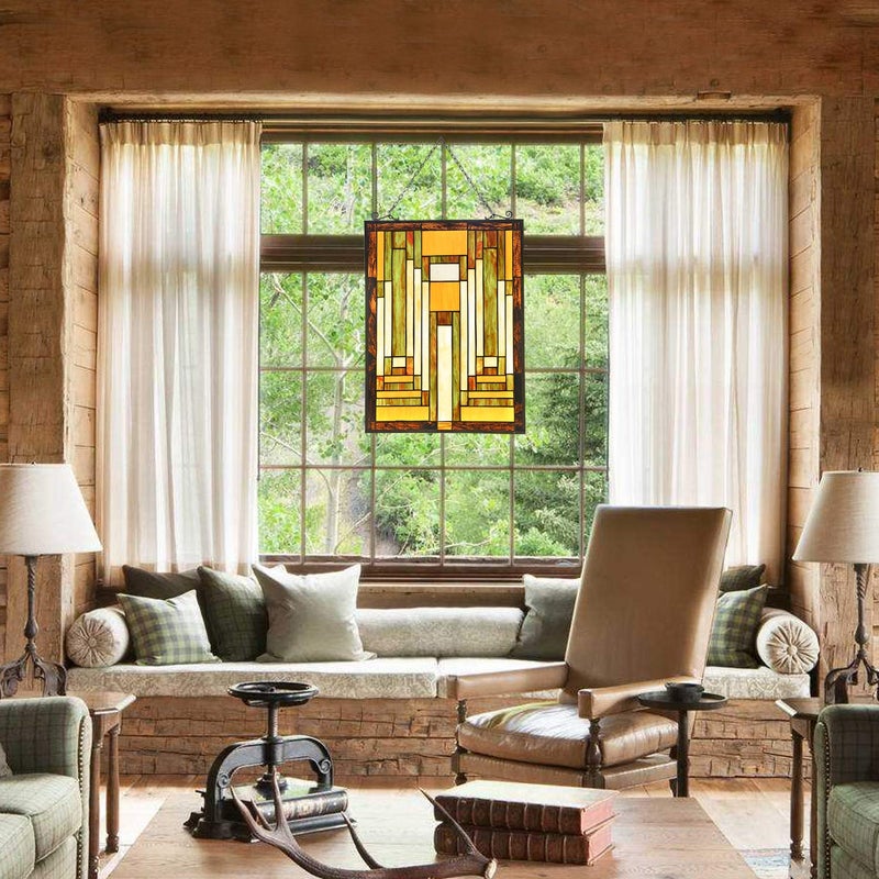 Capulina Stained Glass Window Hangings Panels 17" W x 22" H Antique Tiffany Style Handicrafts Suncatcher Parents Gifts for Home Decor - Image 4